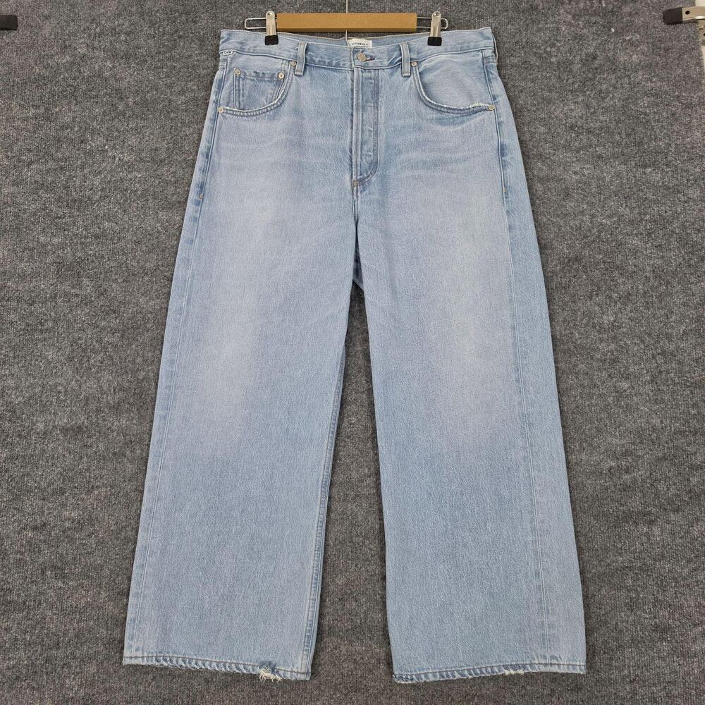 Citizens Of Humanity Jeans 32 Gaucho Wide Leg Crop Light Blue Denim Relaxed Fit